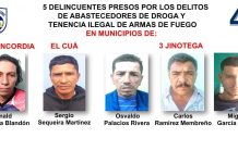 Presunto autor de muerte homicida y abastecedores de drogas capturados en Jinotega Delincuentes capturados por autoridades en Jinotega