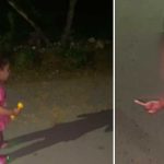 Niña descubre su propia sombra y sale corriendo