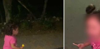Niña descubre su propia sombra y sale corriendo