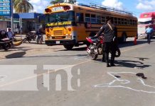 Tres lesionados por fuerte choque de motos en Nandaime Foto: Accidente de tránsito en la entrada a Nandaime / TN8
