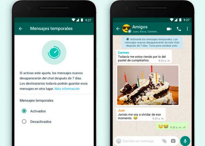 WhatsApp y su nueva función con los mensajes temporales
