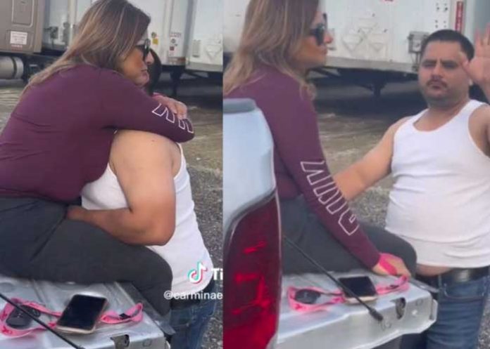 ¡Descarado! Encontró al hombre con otra y hasta dándole cariñitos