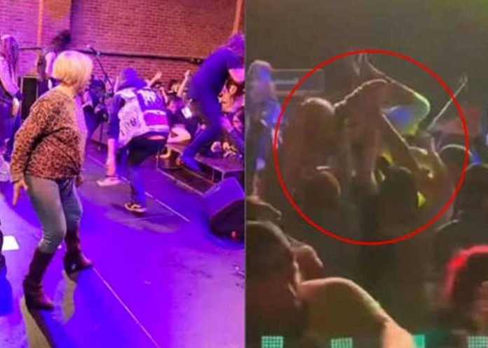 Madre de baterista metalero se tira al público para ser cargada (VIDEO)