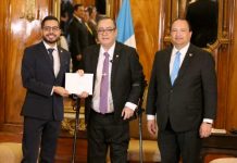 Embajador de Nicaragua entregó Cartas Credenciales al Presidente de Guatemala Compañero Luis Briones, Presidente Alejandro Giammattei y el Canciller Mario Búcaro Flores
