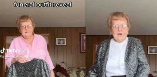 Abuelita muestra con mucha actitud la ropa que desea usar en su funeral