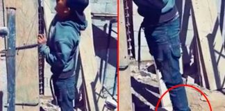 “A falta de una escalera” albañil usa tacones de mujer