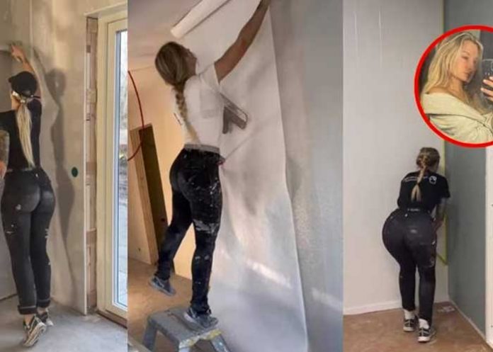 Video: Sexy mujer es viral por desempeñarse como albañil en TikTok