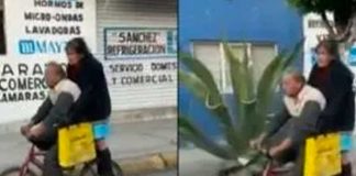 Viralizan tierno video de dos abuelitos en bicicleta