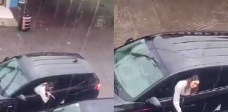 Mujer enloquece y apuñala el carro de su ex
