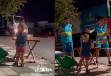 Tierno niño espera a recolectores de basura para ofrecerles un refresco Niño esperó a recolectores de basura para ofrecerles de tomar