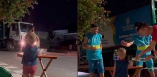 Niño esperó a recolectores de basura para ofrecerles de tomar