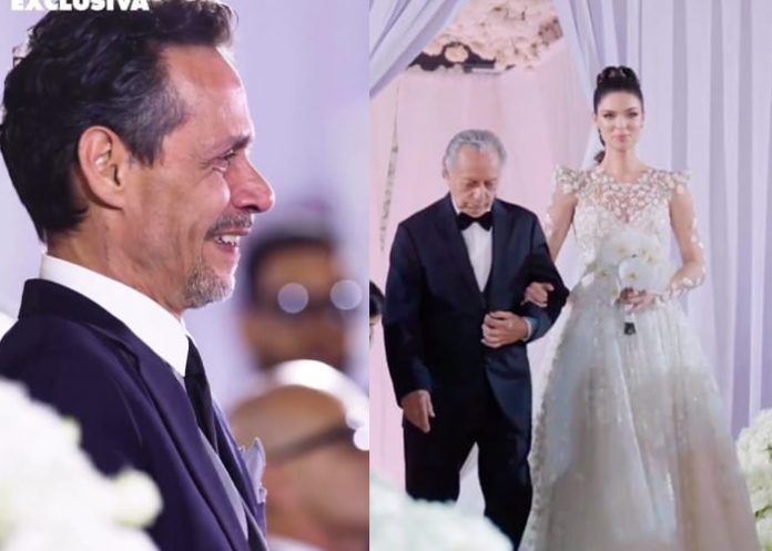 Critican a Marc Anthony por llorar al ver a Nadia Ferreira vestida de novia