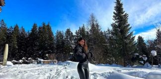 Antonela presume cuerpazo en la nieve con ajustados leggings