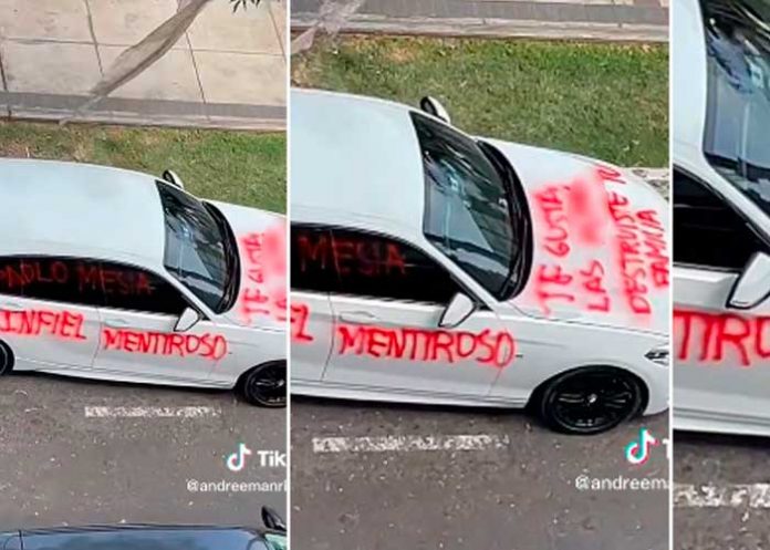 Mujer pinta carro de su esposo infiel