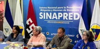 Foto: Autoridades de SINAPRED en conferencia de prensa en Nicaragua / TN8