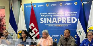 Foto: Autoridades de SINAPRED en conferencia de prensa en Nicaragua / TN8
