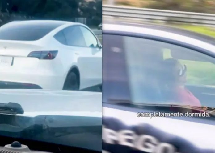 En video: Una mujer es captada dormida mientras su carro se maneja solo