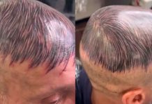¡Clase loquera! Se tatúa «cabello» en la pelona para ocultar su calvicie (VIDEO) ¡Clase loquera! Se tatúa "cabello" en la pelona para ocultar su calvicie (VIDEO)
