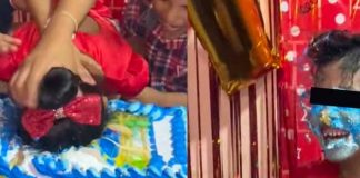 Niña celebra su cumple y sus amigos la lanzan al pastel