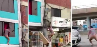 Huye desnudo de motel en San Valentín