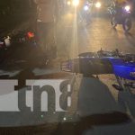 Choque entre dos motos deja lesionados, en Juigalpa Foto: Choque entre dos motos deja lesionados, en Juigalpa / TN8