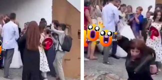 Mujer termina cayendo a un río en plena boda