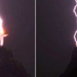 ¿Señales? Potente rayo impacta en la cabeza del Cristo Redentor en Brasil Rayo impactó en la cabeza del Cristo Redentor en Brasil
