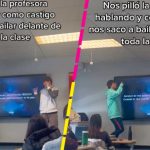 «Por platicones» maestra castiga a sus alumnos poniéndolos a bailar TikTok Por platicones la maestra los pone a bailar