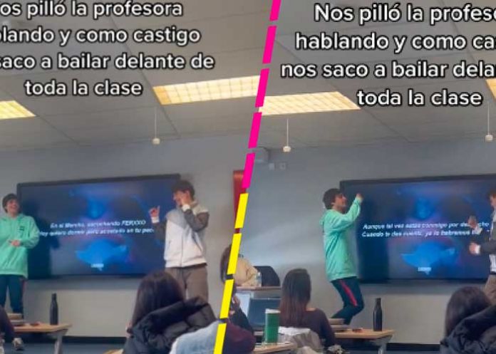 Por platicones la maestra los pone a bailar 