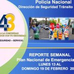 Policía Nacional presenta Reporte Semanal del Plan Nacional de Emergencia Vial Policía Nacional presenta Reporte Semanal del Plan Nacional de Emergencia Vial