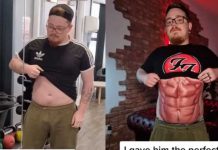 Hombre se tatuó un abdomen en la panza para evitar ir al gimnasio Hombre se tatuó un abdomen en la panza para evitar ir al gimnasio