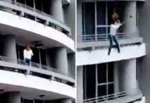 Mujer se tira de un sexto piso y se levanta como si nada (Video) ¿Será de hule?, Mujer se tira de un sexto piso y se levanta como si nada