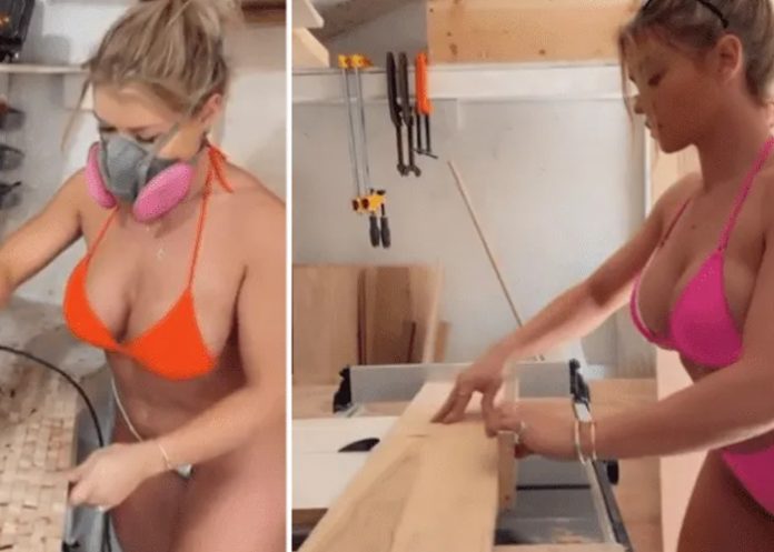 ¡“Pero qué trabajos!”! Carpintera es criticada por laborar muy sensual