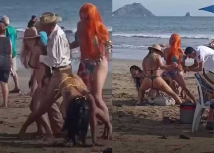 Señor se viraliza por conquistar a 3 jóvenes en la playa y “perrear” con ellas