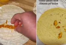 ¡Mejor que no le eche nada! Mujer hace tacos con “hilos“ de pollo y es criticada