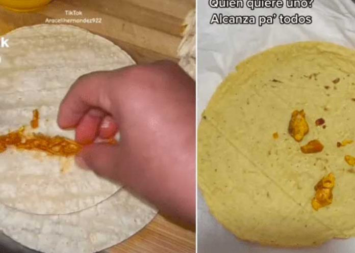 ¡Mejor que no le eche nada! Mujer hace tacos con “hilos“ de pollo y es criticada
