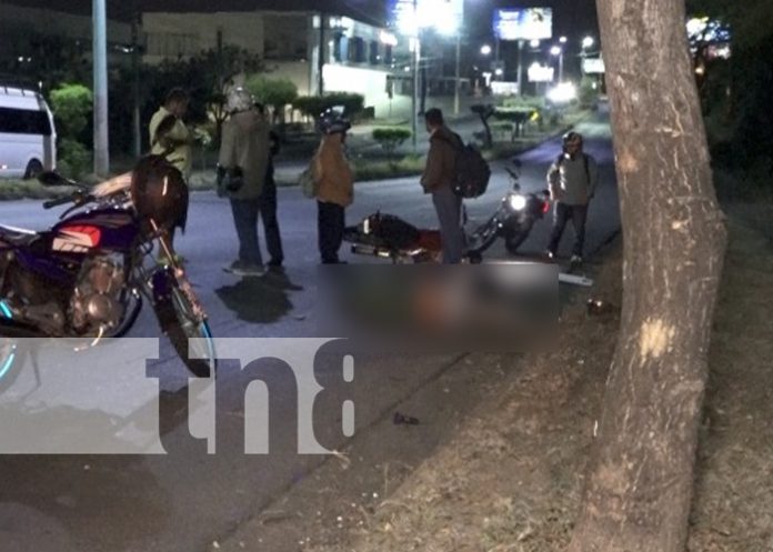Motocicleta impacta fuertemente contra un árbol en Managua