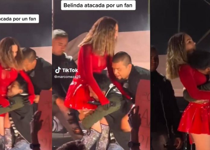Belinda es atacada por fan en un concierto y le lastima la espalda