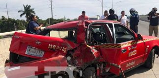 Foto: Taxi y vehículo protagonizan accidente en el 7 Sur, Managua / TN8