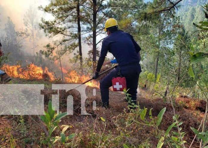 2 Bomberos en Nueva Segovia atienden una quema de maleza en San Fernando