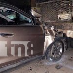 Fuerte colisión entre vehículos deja daños materiales en accidente de tránsito en Somoto Foto: Fuerte colisión entre vehículos deja daños materiales en accidente de tránsito en Somoto / TN8