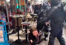 ¡Brutalidad policial! Golpean y patean a mujer durante protestas en Francia ¡Brutalidad policial! Golpean y patean a mujer durante protestas en Francia
