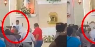 Sacerdote de Sinaloa saca a empujones a un sujeto escandaloso