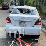 Ciclista lesionado al estrellarse contra un taxi en Juigalpa, Chontales Foto: Accidente de tránsito en Juigalpa, Chontales / TN8