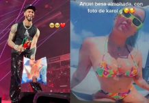 Anuel no halla como conquistar a la «bebecita»: La besó en pleno concierto Anuel loco de amor ‘besó’ a Karol G