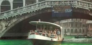 El agua del Gran Canal de Venecia se tiñe de verde