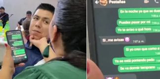 Chavala guarda al "querido" como "pestañas" y su jaño se entera