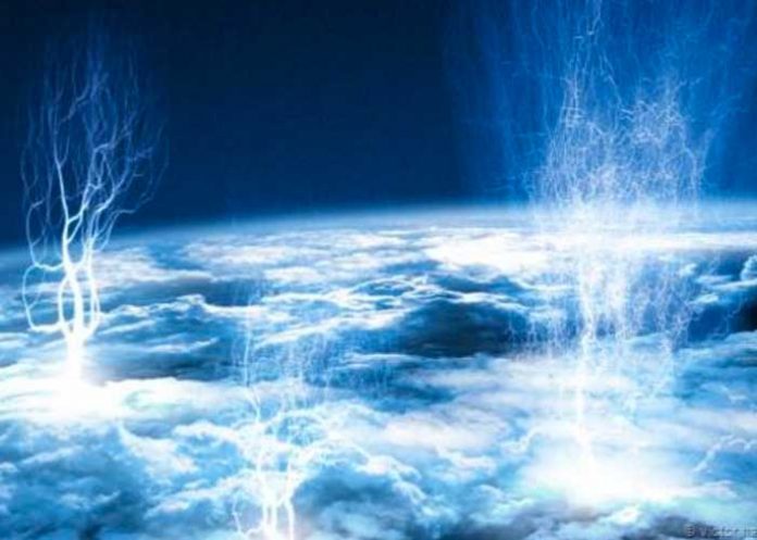 Escena apocalíptica en el cielo