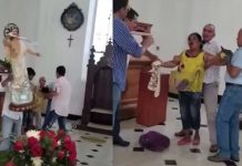 Mujer poseída entra a una iglesia para destruir la imagen del Divino Niño
