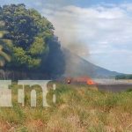 Incendio forestal es sofocado por bomberos en Ometepe Incendio forestal es sofocado por bomberos en Ometepe